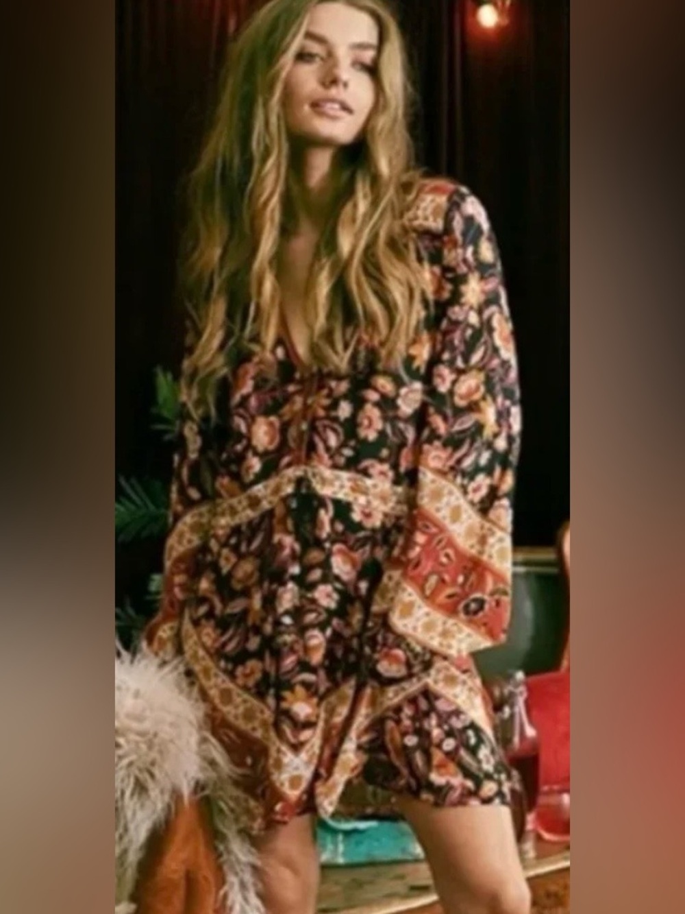 SPELL & The Gypsy Lolita Playdress 70’s Rust Floral Romper XS Rare